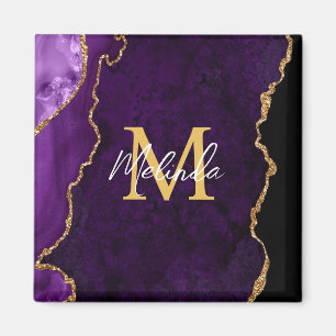 Imán Agitación de mármol morado y dorado