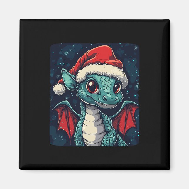 Imán Agradables Navidades Desean De Un Agradable Dragón (Frente)
