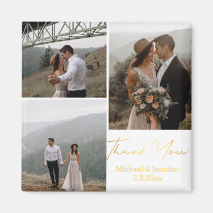 Imán agradecimiento, boda con letra dorada 3 fotos