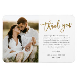 Imán Agradecimiento de boda con foto y letra dorada mod