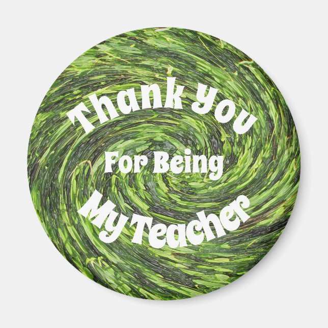 Imán Agradecimiento del profesor a la espiral verde gra (Frente)