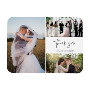 Imán Agradecimiento Tres Fotos Collage Boda