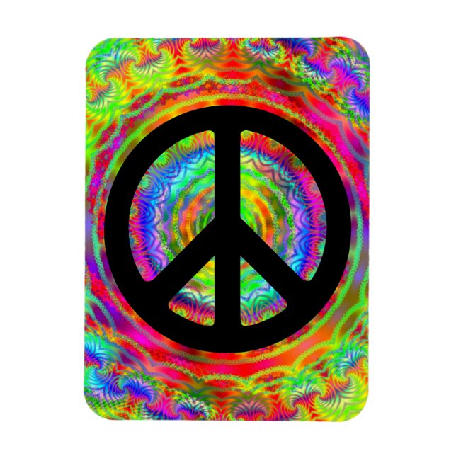 Imán Agregar imagen con símbolo de paz negro (Vertical)