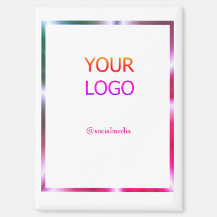 Imán agregar su logo personalizado borde rosa rojo