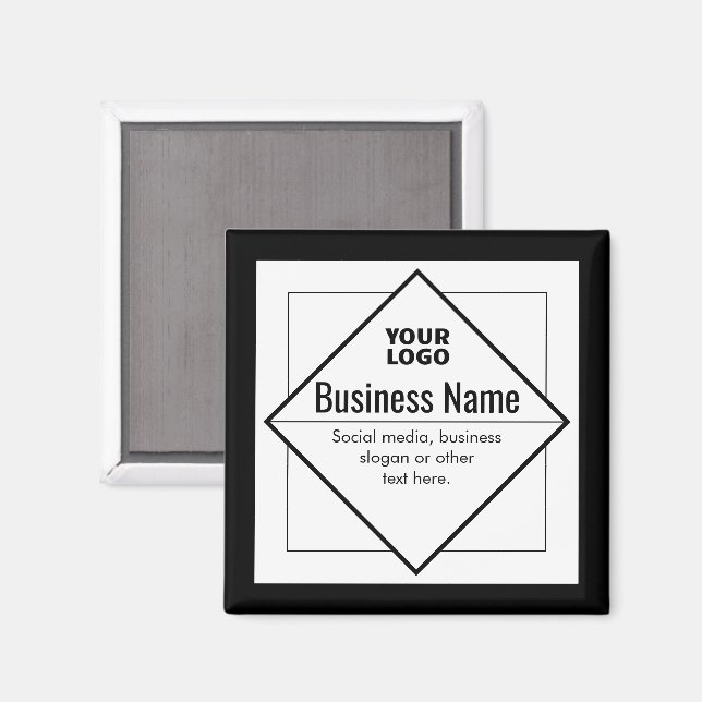 Imán Agregar su logotipo plantilla personalizable (Anverso/Reverso)