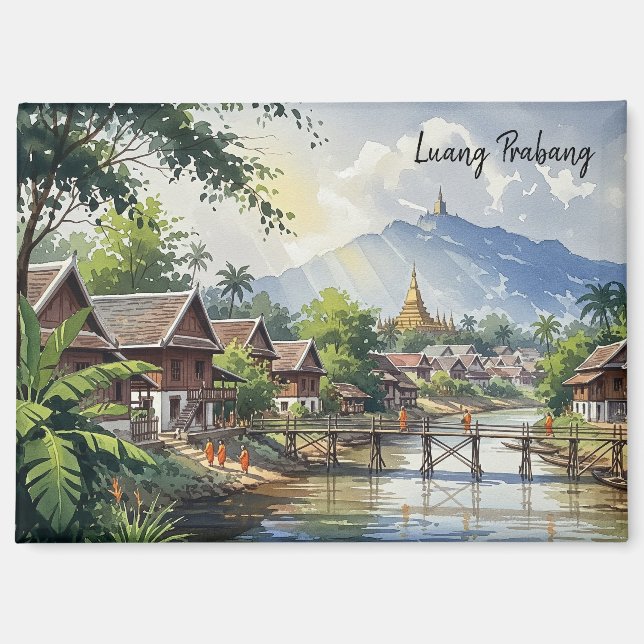 Imán Agua de viaje de Laos Luang Prabang (Anverso)