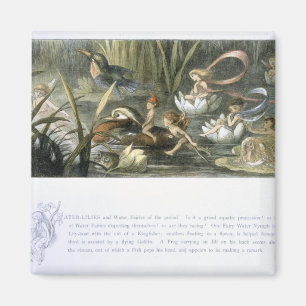 Imán Agua-Lirios y hadas del agua, ilustracion de