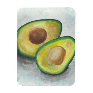 Imán Aguacate en acuarela sobre fondo gris