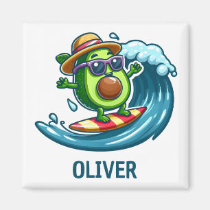 Imán Aguacate Surfista Adorable Golpea las Olas Persona