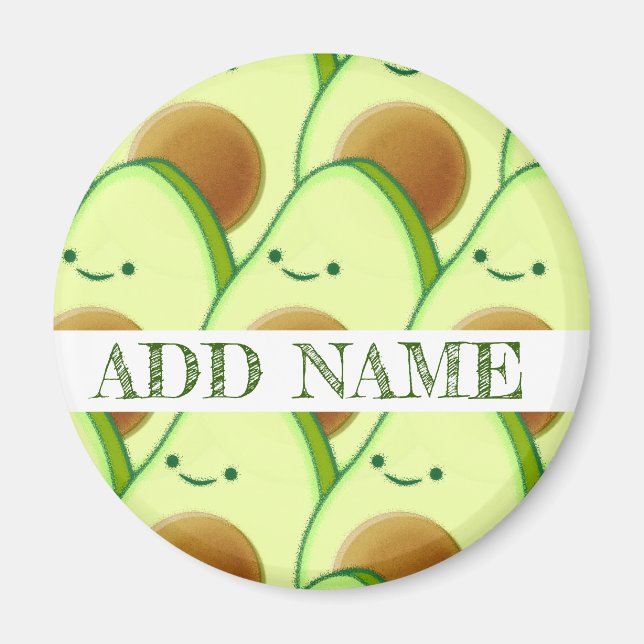 Imán Aguacate verde lindo por todo el nombre personaliz (Frente)