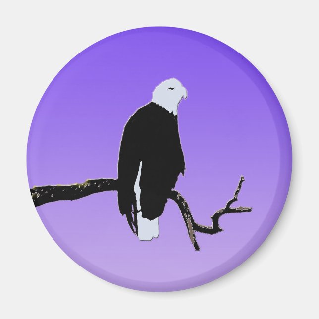 Imán Águila calva al atardecer - Original Arte de Vida  (Frente)