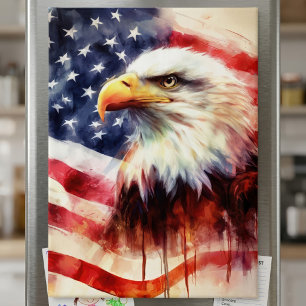 Imán Águila calva con bandera de los Estados Unidos de 