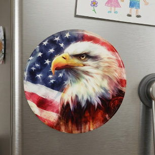 Imán Águila calva con bandera de los Estados Unidos de 