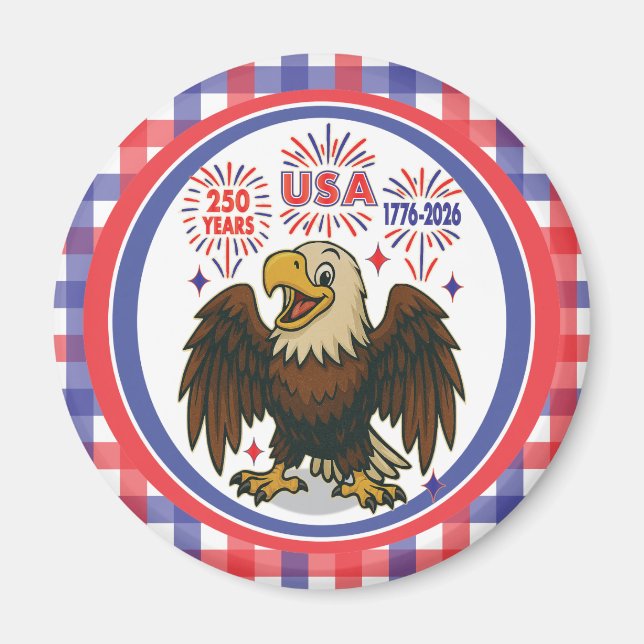 Imán Águila calva con fuegos artificiales - Estados Uni (Frente)