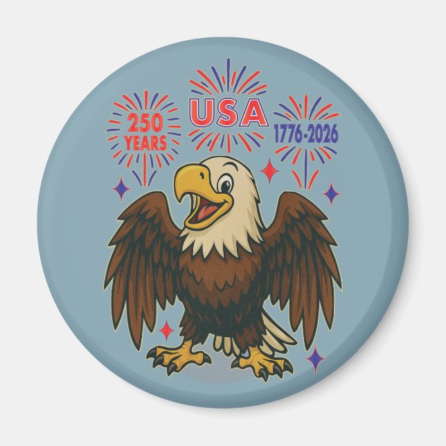 Imán Águila calva con fuegos artificiales - Estados Uni (Frente)