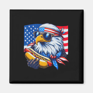 Imán Águila calva divertida Hotdog Bandera americana 4