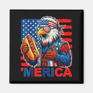 Imán Águila calva hotdog bandera americana divertida 4 