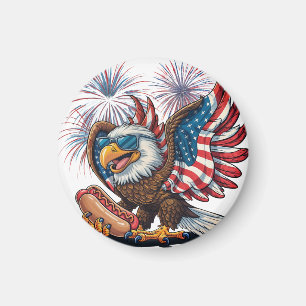 Imán Águila calva retro Hotdog Bandera americana 4 de j