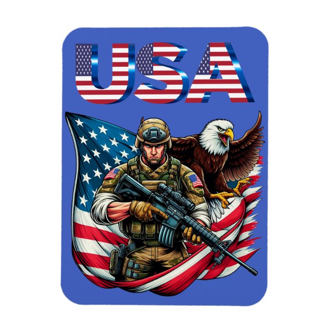 Imán Águila estadounidense de soldados Eagle Bandera de (Vertical)