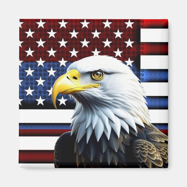 Imán Águila Norteamericana Patriótica y Bandera de los  (Frente)