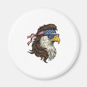 Imán Águila Patriótica Mullet Grabado Vintage Vector De