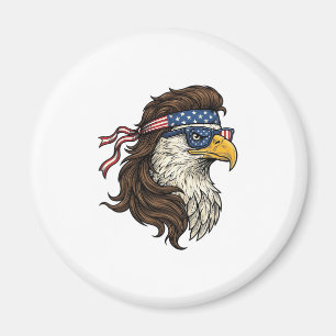 Imán Águila Patriótica Mullet Grabado Vintage Vector De