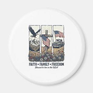 Imán Águila patriótica vintage de fe, familia y liberta