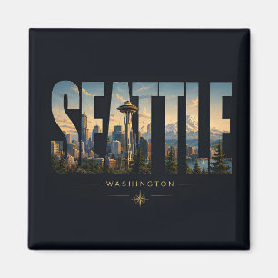 Imán Aguja Espacial de Seattle Washington Montaña Horiz