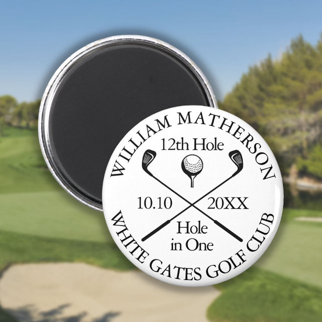 Imán Agujero De Golf En Un Moderno Personalizado (Golf Hole In One Personalized Modern Magnet)