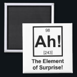 Imán Ah el elemento de símbolo de elemento periódico so<br><div class="desc">¡El elemento de sorpresa! Normalmente no se ve en la tabla periódica,  pero ahora se completa con su propio número atómico y masa. Gran camiseta o regalo para tu científico o aficionado a la ciencia favorito.</div>