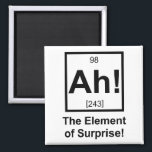 Imán Ah el elemento de símbolo de elemento periódico so<br><div class="desc">¡El elemento de sorpresa! Normalmente no se ve en la tabla periódica,  pero ahora se completa con su propio número atómico y masa. Gran camiseta o regalo para tu científico o aficionado a la ciencia favorito.</div>