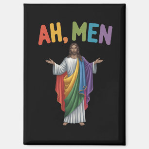 Imán Ah Hombres Divertido Orgullo Gay LGBT Jesús Bander