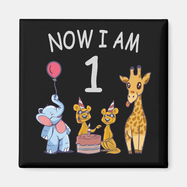 Imán Ahora tengo 1 año Cumpleaños número 1 en el Zoológ (Frente)