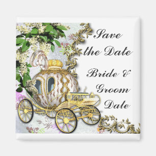Imán Ahorre a la princesa Carriage Wedding Magnets de