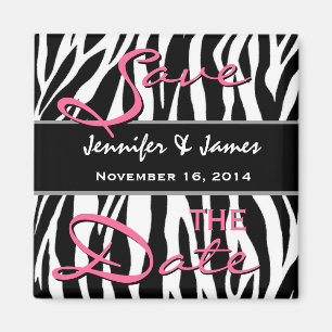 Imán Ahorre el estampado de zebra rosado blanco del