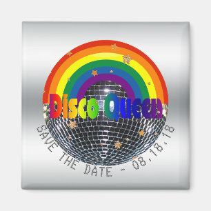 Imán Ahorre el fiesta retro del arco iris de la reina