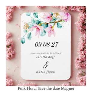 Imán Ahorre la fecha floral rosa
