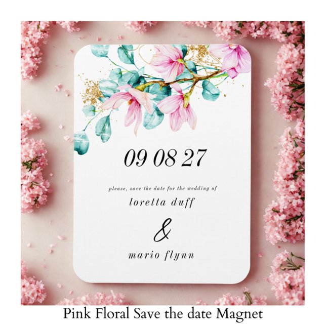 Imán Ahorre la fecha floral rosa (Subido por el creador)