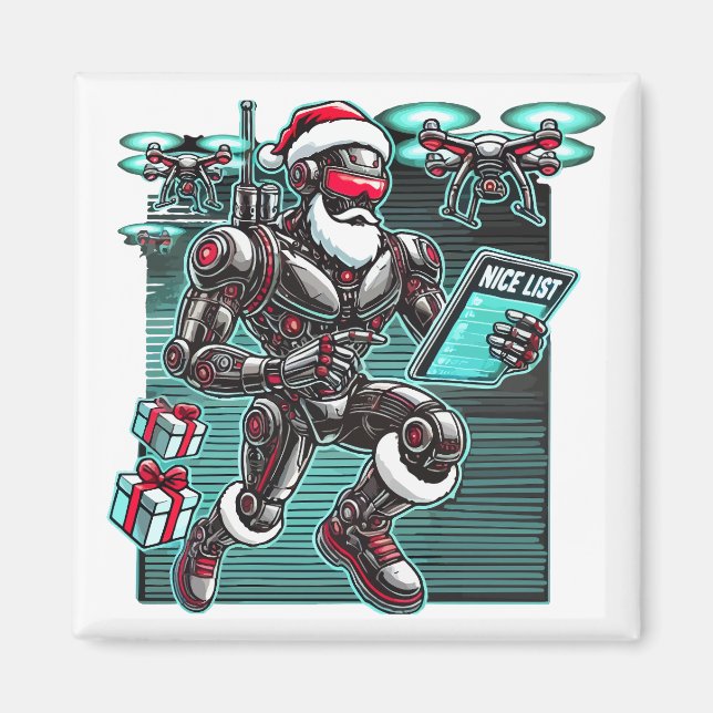 Imán AI Powered Santa Robot con drones y Navidades L (Frente)
