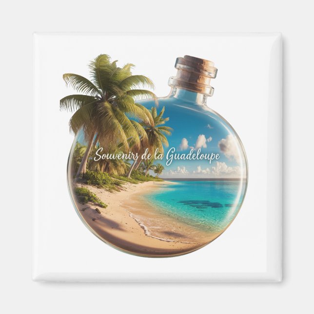 Imán Aimant Guadeloupe – Évasion tropicale, plage parad (Frente)