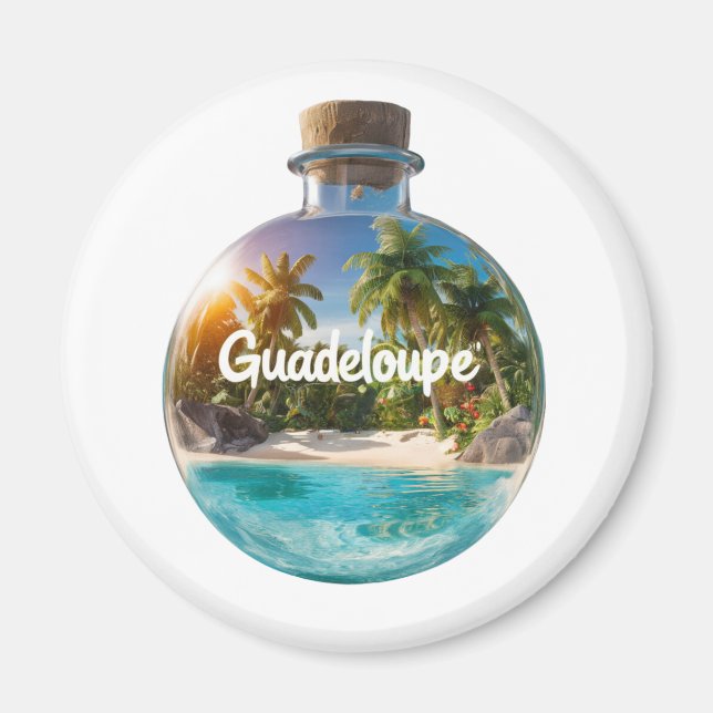 Imán Aimant Guadeloupe – Souvenir tropical en bouteille (Frente)
