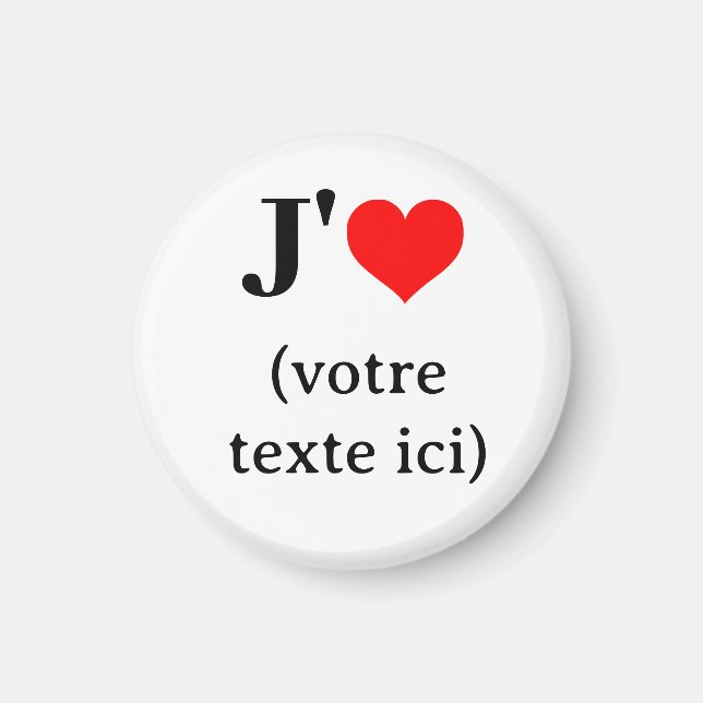 Imán Aimant J'aime (votre texte ici) (Frente)