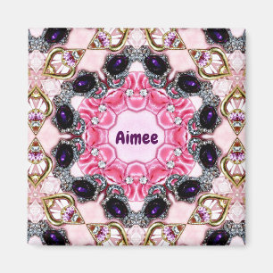 Imán AIMEE Personalizado ~ Patrón Rosa y Púrpura ~