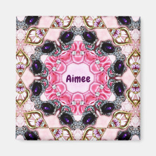 Imán AIMEE Personalizado ~ Patrón rosa y púrpura ~ Mag