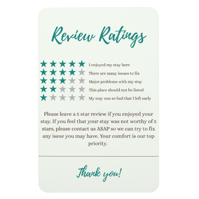 Imán Airbnb Ratings 5 Star Fridge Magnetic Guest (Vertical)