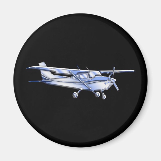 Imán Aircraft Classic Cessna Silhouette Flying on Black (Frente)