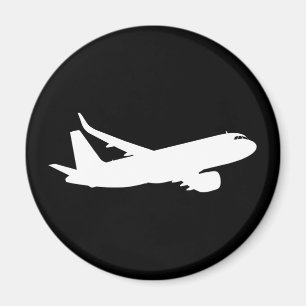 Imán Aircraft Jet Liner Silhouette Flying Black Decor