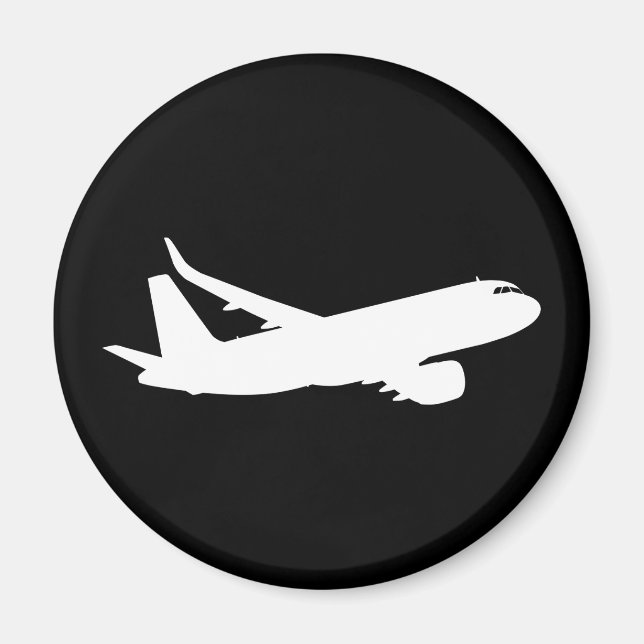 Imán Aircraft Jet Liner Silhouette Flying Black Decor (Frente)
