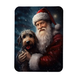 Imán Airedale con Navidades festivos de Santa Claus