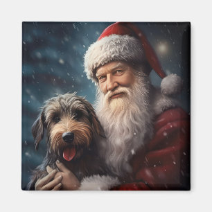 Imán Airedale con Navidades festivos de Santa Claus